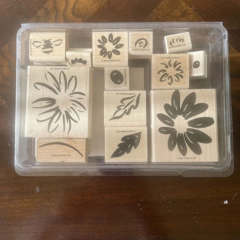 Stampin Up! Stamp Sets Flowers Defined Decorative Daisy W/ Bee, Leaves Year 2000